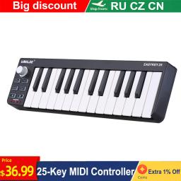 Worlde-Easykey Mini Teclado Portátil, Controlador USB MIDI, Instrumento Mini Teclado, Sensível à Velocidade, 49, 25 Teclas, 61 - Image 1