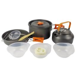 Conjunto de panelas de acampamento, alumínio antiaderente, portátil, utensílios de mesa ao ar livre, chaleira, panela, tigela para caminhadas, churrasco, piquenique - Image 2