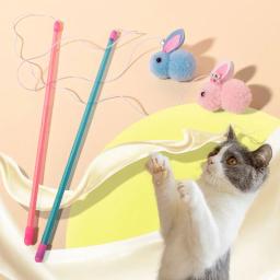 Brinquedo de penas com sino para gatos Teaser de pelúcia simulado, varinha, brinquedo interativo, gatinho catching stick - Image 4