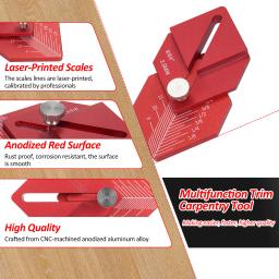 Régua de medição Trim Carpintaria Ferramentas, Trabalho de acabamento Multi-Tool para medição de marcação, offsets curtos, Régua de marcação usinada CNC - Image 4
