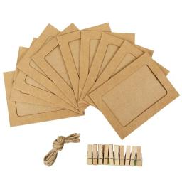 Combinação Moldura de Papel com Clipes, Kraft Papel Picture Frame, Pendurado Fotos Álbum, Decoração de Casa Artesanato, 3" - Image 5