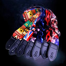 Correias de guitarra de nylon de impressão colorida ajustável, cintos multicoloridos, acessórios para baixo e guitarra elétrica acústica - Image 1