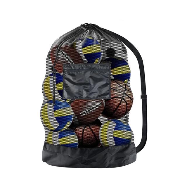 Saco de Cordão Grande para Armazenamento de Bolas - Ideal para Futebol, Basquete e Voleibol, Bolsa Esportiva Preta com Alças