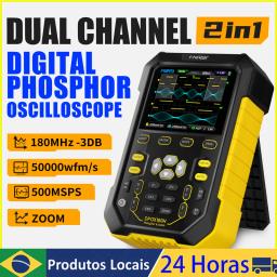 FNIRSI-DPOX180H Osciloscópio Digital Portátil de Canal Duplo, 2 em 1 Função, Gerador de Sinal, Display de Fluorescência, Zoom, 180MHz, -3DB - Image 1