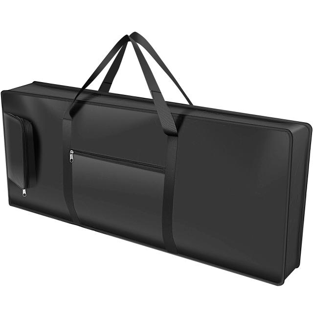 Case acolchoado para teclado portátil com alça ajustável e bolsos, ideal para 61 teclas e pianos elétricos