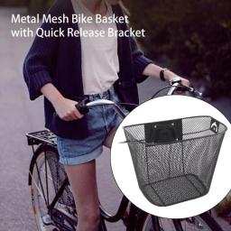 Grande capacidade Metal malha bicicleta cesta com suporte de liberação rápida, MTB cesta frontal, fácil de instalar, 1 conjunto - Image 2