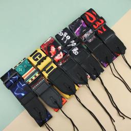 Correia de guitarra colorida estilo estampado, cinto de nylon ajustável, extremidade de couro PU, baixo e guitarra elétrica acústica - Image 2