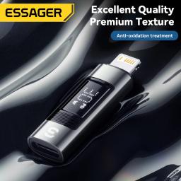 Essager tipo c para iluminação otg adaptador display digital de carregamento rápido tipo-c fêmea para relâmpago conector macho para iphone 15 14 - Image 5