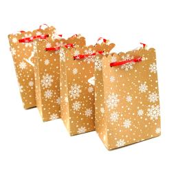 Saco De Presente De Papel Kraft com Fita Tag, Feliz Natal, Floco De Neve, Decoração De Festa, Comida, Biscoito, Caixas De Embalagem, 12Pcs - Image 3