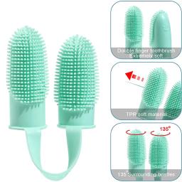 Silicone Finger Pet Toothbrush Escovas de dentes super macias para cães Ferramenta de limpeza de dentes Mau cuidado da respiração Nontoxic Cat Cleaning Supplies - Image 3