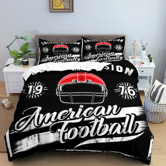 Conjunto de Cama Exclusivo de Futebol Americano com Capa de Edredão e Fronha para Cama Queen e King