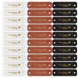 Handmade PU couro Tags para artesanato DIY, couro falso, costurar em etiquetas, enfeite, acessórios de malha com furos, 60pcs - Image 1