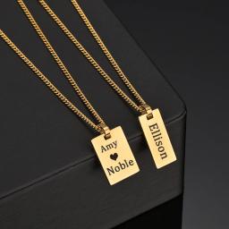 Auxauxme-Custom Photo Name Colar, Pingente Retângulo, Aço Inoxidável, Gravado a Laser Logol Texto, Presentes Da Jóia, Dropshipping - Image 4