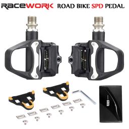 Racework pedal de bicicleta de estrada, pedais de travamento de bicicleta de nylon, presilhas de rolamento, pedal sem clipe para sistema spd sl com placa de travamento - Image 1