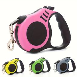 Trela para cães retrátil, guia extensível para cães pequenos e grandes, com freio e bloqueio de um botão, fita de nylon forte, 3m - Image 1