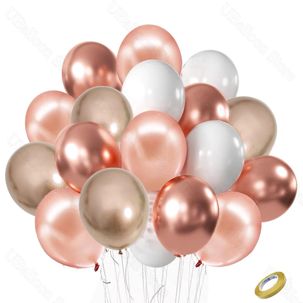 40 pçs conjunto de balões rosa empoeirado boho pele bege retro feijão empoeirado rosa ouro látex balão para aniversário meninas decoração do chuveiro do bebê - Image 1