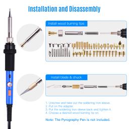 Pyrography Wood Burning Pen Dicas Set, Ferramenta Woodburning, Acessórios com Caixa, Gravação Escultura, Artesanato DIY, 57Pcs - Image 4