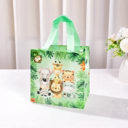 Sacos de presente não tecidos para crianças, tema de animais da selva, favores de festa, sacola de doces portáteis, festa de aniversário - Image 3