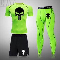 Rashguard masculino ginásio de fitness esportes punisher t-camisa compressão rápida seca mma boxe jogging treinamento tênis musculação conjuntos - Image 4