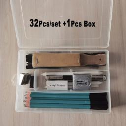 Profissional 33 pces 50 conjunto de arte kit completo com caixa 5h-8b esboço desenho lápis carvão grafite vara barra borracha para o artista - Image 4