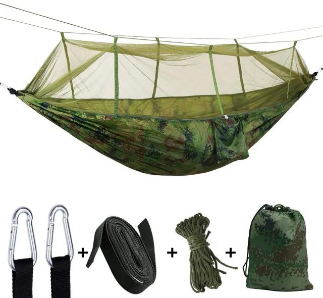 Hammock Portátil de Nylon 210 com Mosquiteira para Camping - Alta Qualidade 260x140cm em Atacado