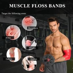 Pacote com 2 faixas de fio dental para exercícios com bolsa para compressão muscular, alívio da dor, acelera a recuperação e promover a flexibilidade - Image 2