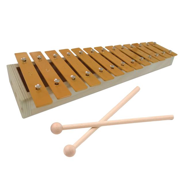 Glockenspiel de Madeira Clássica com Chaves de Metal, Portátil e Acessórios, Ideal para Iniciantes com 13 Notas