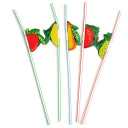 100 pçs/lote 24cm 3d festa de palha multicolorido frutas plástico palha cocktail beber palha havaiano decoração festa bebida decoração - Image 5