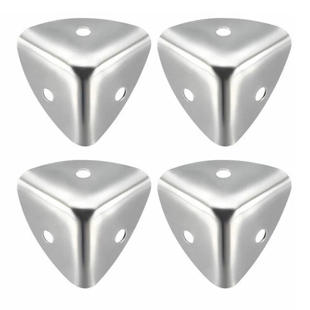 Kit de 4 Protetores Metálicos para Canto com Caixa de Polimento de Prata, Suporte de Ângulo e Tronco de Peito - 40mm