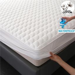 Capa protetora de colchão impermeável - Saia de cama acolchoada antibacteriana com bolso profundo, conforto de pelúcia para proteção noturna toda - Image 1