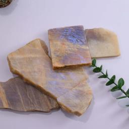 Pedra De Fatia De Moonstone Azul Natural, Ornamento De Pedras Preciosas Soltas, Decoração De Casa, Presente De Férias - Image 1