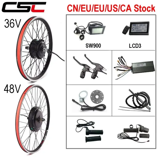 Kit Completo para Conversão de Bicicleta Elétrica: Motores Sem Escova de 250W a 1500W, 36V e 48V