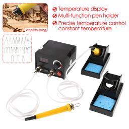 Queimador de madeira temperatura ajustável display digital pirografia dupla caneta queima máquina para desenho de madeira couro folhas de escrita - Image 1