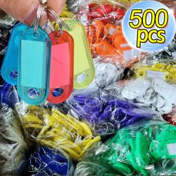 10-100 etiquetas de chave de plástico resistente com janela de etiqueta de anel dividido para kit de chaveiro diy nome numerado etiquetas de bagagem - Image 1