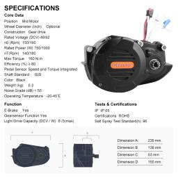 Bafang M620 G510 48V 52V 1000W Mid Drive e-Bike Motor Kit de conversão de bicicleta de carga elétrica com display DPC245 - Image 2