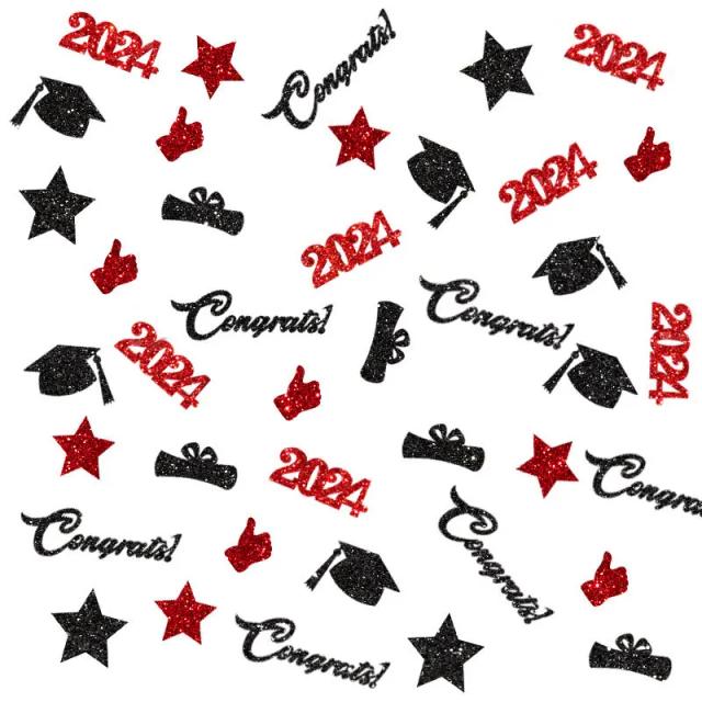 Cinco Pontas Estrela de Papel Confetti para Decoração de Festa de Graduação 2024 - Chapéu Doutorial e Suprimentos em Pacote com 100 Peças