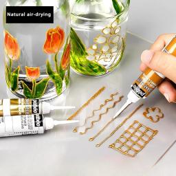 Pigmento de vidro tridimensional delineando caneta, pintura de metal, não assar, impermeável, pintado à mão cerâmica, 3D, 20ml - Image 1
