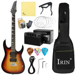IRIN-Sunset Black Guitarra Elétrica, 24 Frets, 6 Cordas, Corpo de Bege, Guitarra Pescoço com Saco, Amplificador, Sintonizador, Capo Pick, Pano de limpeza - Image 1