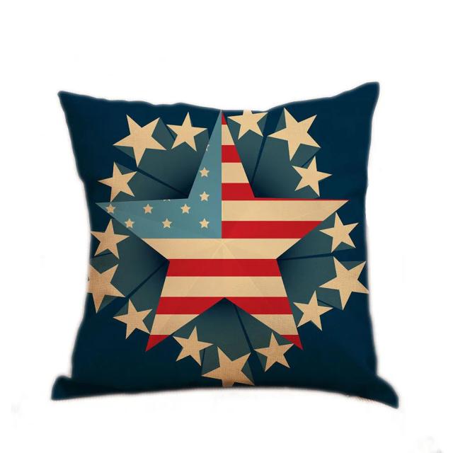 Capa de Almofada Estrela Americana 45x45 cm em Algodão e Linho para Decoração de Sofás e Cadeiras na Sala de Estar