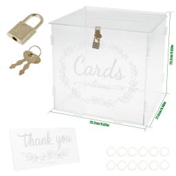 Caixa De Cartão De Casamento De Acrílico, caixas De Dinheiro Transparente Com Fechadura, Festa De Aniversário, Caixa De Cartão Claro, Carta Envelope, Titular Decorativo - Image 4