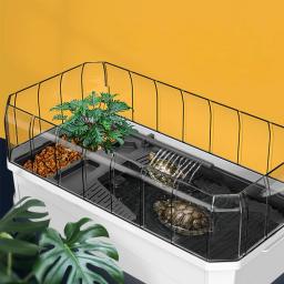 Kit de habitat para tanque de tartaruga, aquário de plástico para répteis de tartaruga aquática com capa anti-fuga e drenagem para répteis, tartarugas, caranguejos - Image 1
