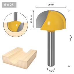 Round Ball Nose Router Bits Set, Fresa para madeira, CNC Carbide Cove Core Box Bit, Ferramentas de corte para madeira, 6-30mm Shank - Image 5