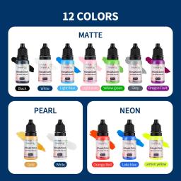 Airbrush Conjunto De Tinta Acrílica, Pigmentos para Spray Art, Pigmentos DIY, Estênceis De Unhas, Ferramentas De Pintura, 10ml, 12Pcs - Image 5