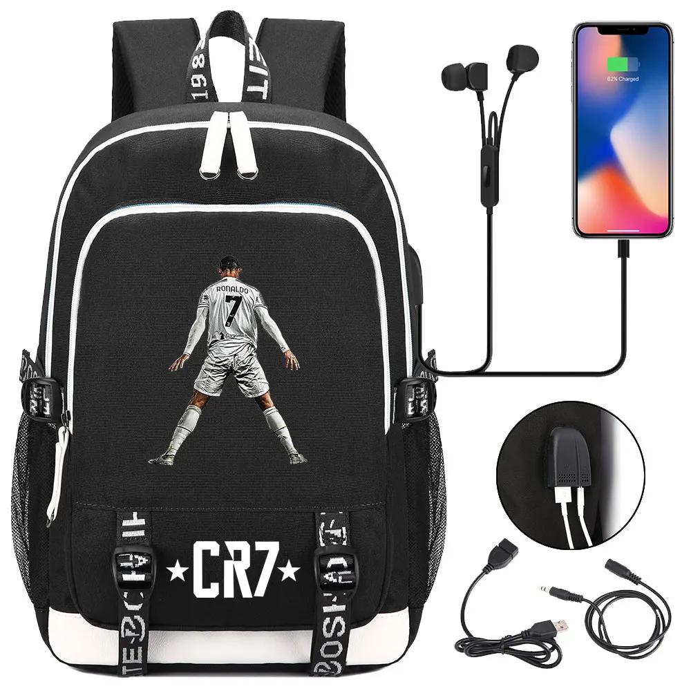 Mochila de Futebol para Homens CR7, Impressão de Ouro, Mochilas Escolares, Mochila para Estudantes, Bagpack, Viagem, Laptop, Melhor Presente - Image 1