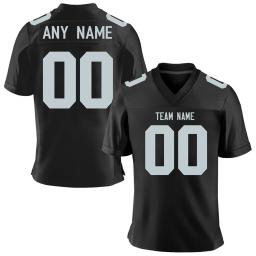 Camisa de futebol americana personalizada preta camisa de futebol personalizada com número de nome da equipe impressa adulto crianças fãs de esportes presente - Image 1