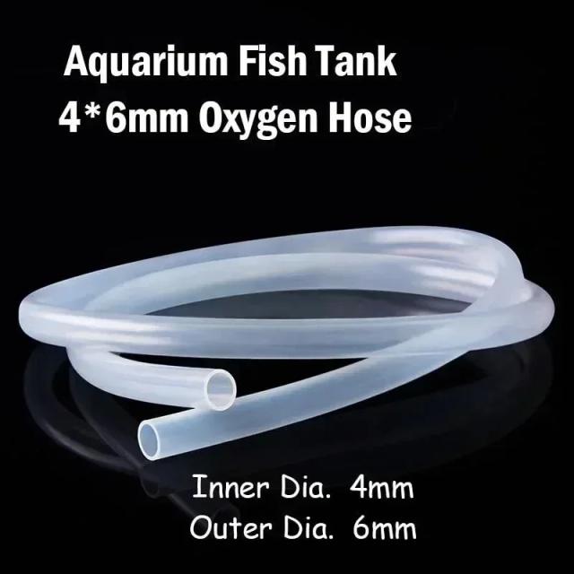 Bomba de Ar Flexível de Silicone para Aquários - Acessórios com Tubo de Oxigênio 4x6mm para Tanques de Peixes, Opções de 3m e 5m