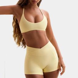 Alta elasticidade cruz de volta sutiã esportivo fitness yoga shorts definir bel design de volta pescoço pendurado roupa interior esportiva - Image 1