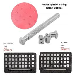 Couro Seal Gravura Artesanato Conjunto de Ferramentas, Aço Alfabeto Número Selo, Couro Artesanato Selos, Molde De Impressão De Metal, DIY Set, 36Pcs - Image 2
