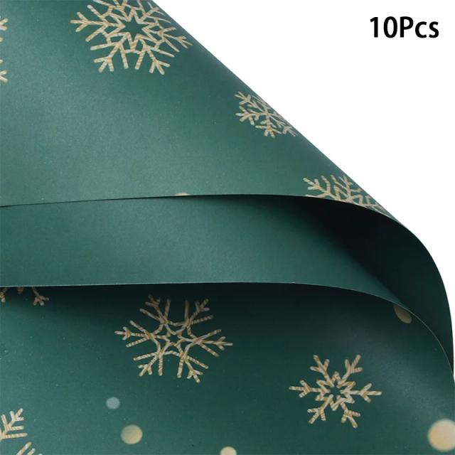 Papel de Embrulho de Natal com Padrão de Floco de Neve, 10 Pecas para Embalagem Criativa de Presentes e Artesanato DIY