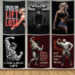 Cartaz impresso em lona para Fitness Gym, Decoração Estética Clássica, Musculação Músculos Tapeçaria - Image 1